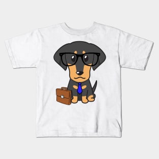 Funny dachshund is on the way to work Kids T-Shirt